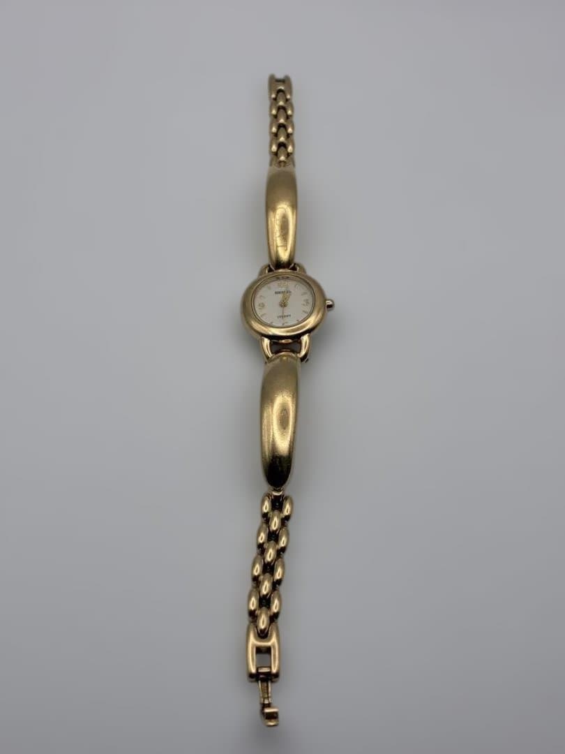 セイコールーセント腕時計　ゴールド　クオーツ　バングルタイプ　レディース　稼働