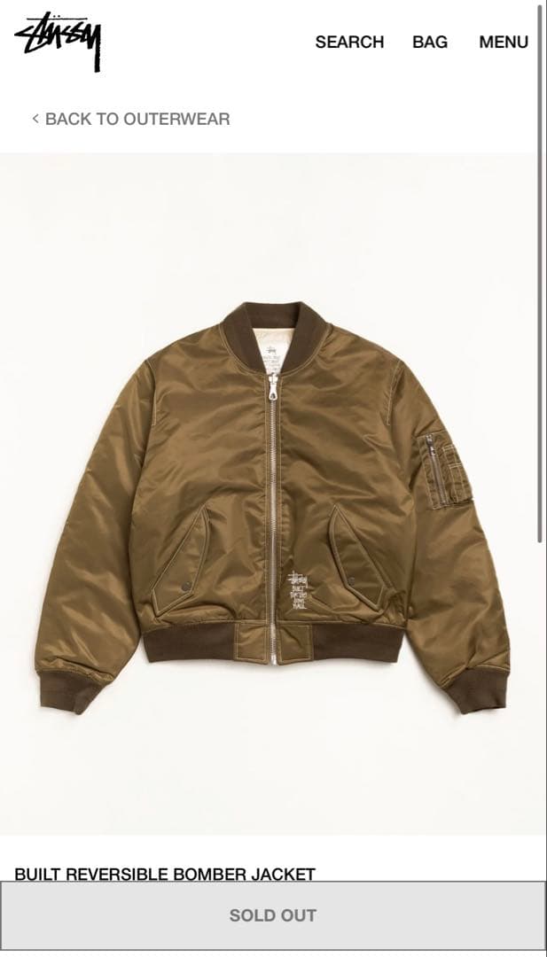 ジャケット・アウター STUSSY BUILT REVERSIBLE BOMBER JACKET