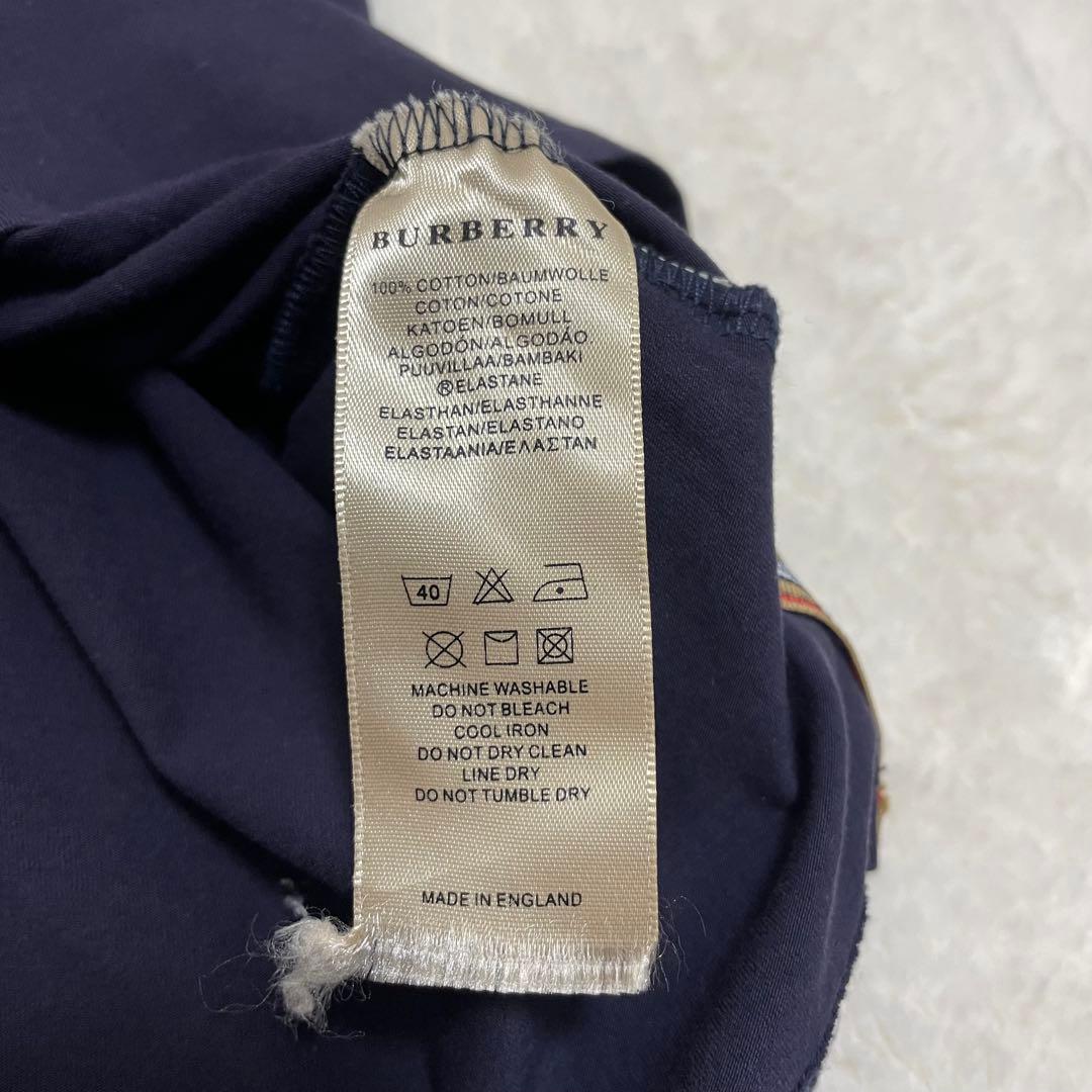 【美品】バーバリー ポロシャツ 6XL ノバチェック ホースロゴ ネイビー