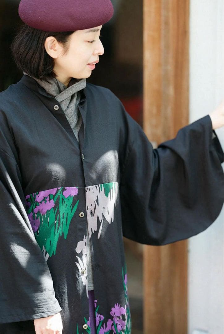 SOU・SOU モスリン 薙刀かり衣／濡羽色×光琳燕子花図屏風写し　Lサイズ