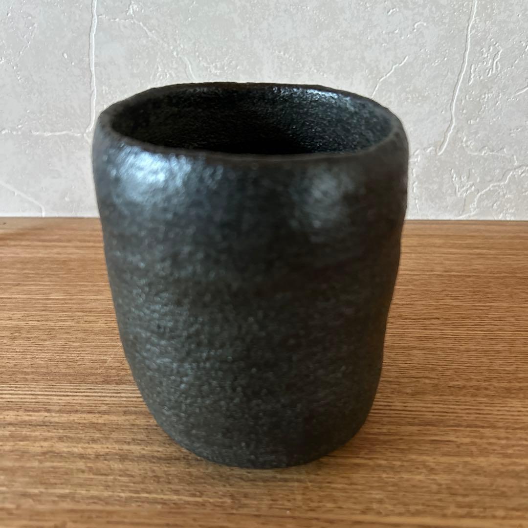 佐々木昭楽　楽焼窯　長次郎写風折　筒茶碗　茶道具