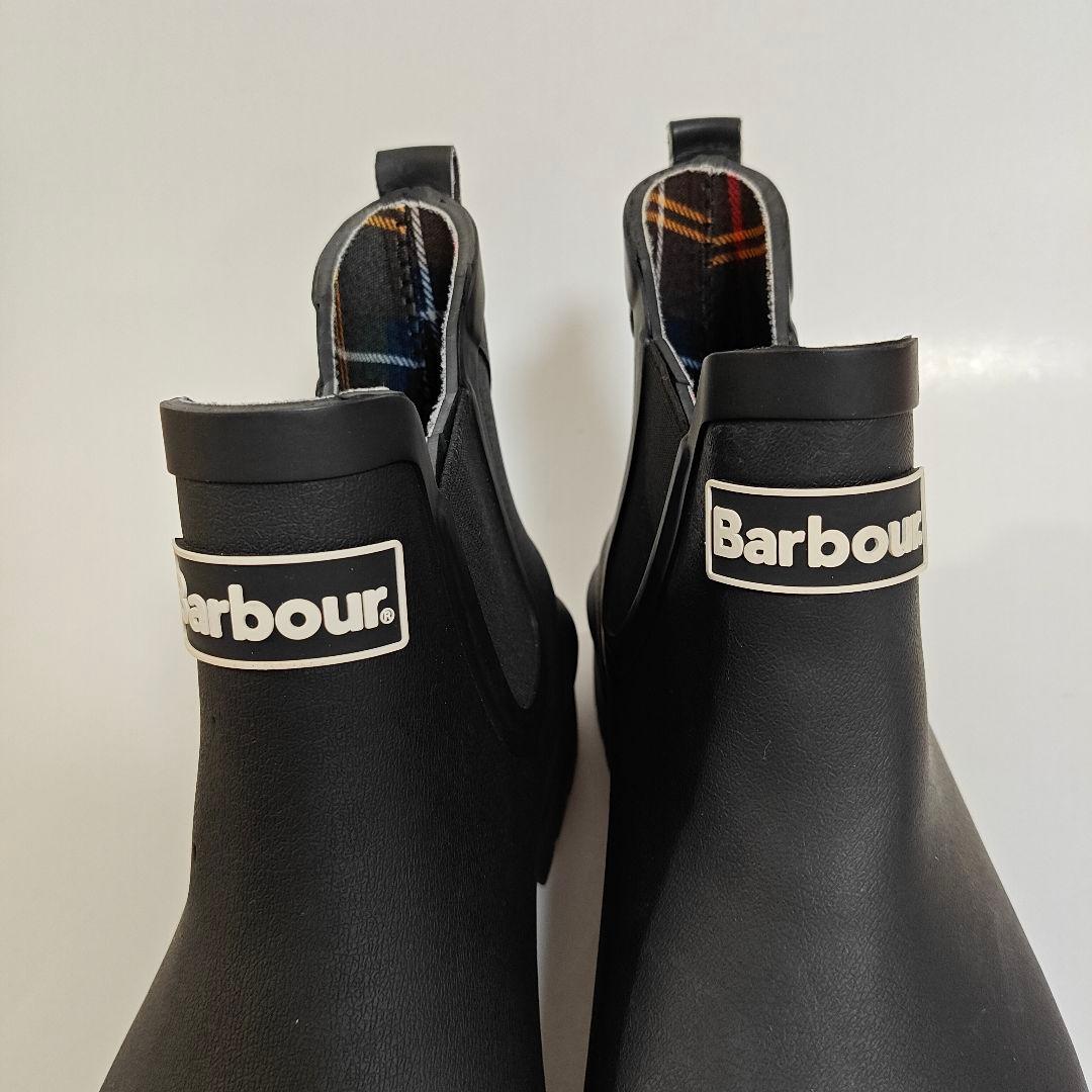 未使用 Barbourバブアー サイドゴア レインブーツ 黒 UK7