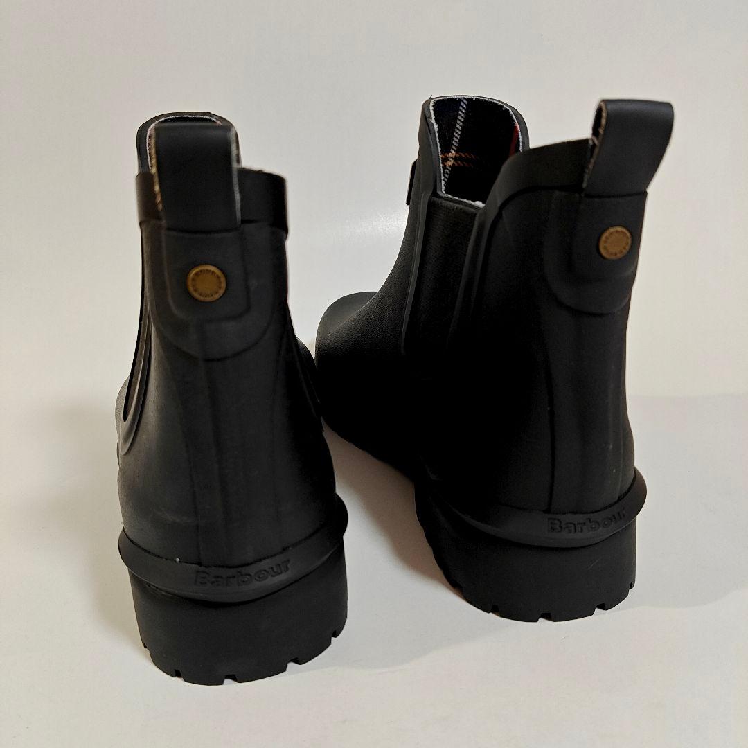 未使用 Barbourバブアー サイドゴア レインブーツ 黒 UK7