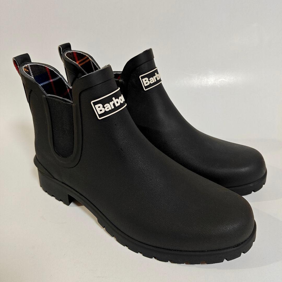 未使用 Barbourバブアー サイドゴア レインブーツ 黒 UK7