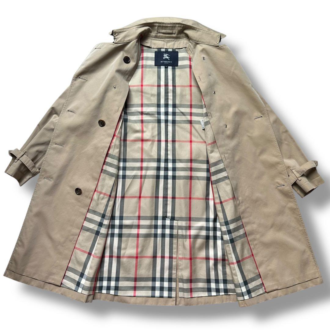 美品 バーバリーロンドン トレンチコート ダブル メガチェック ベルト ロング