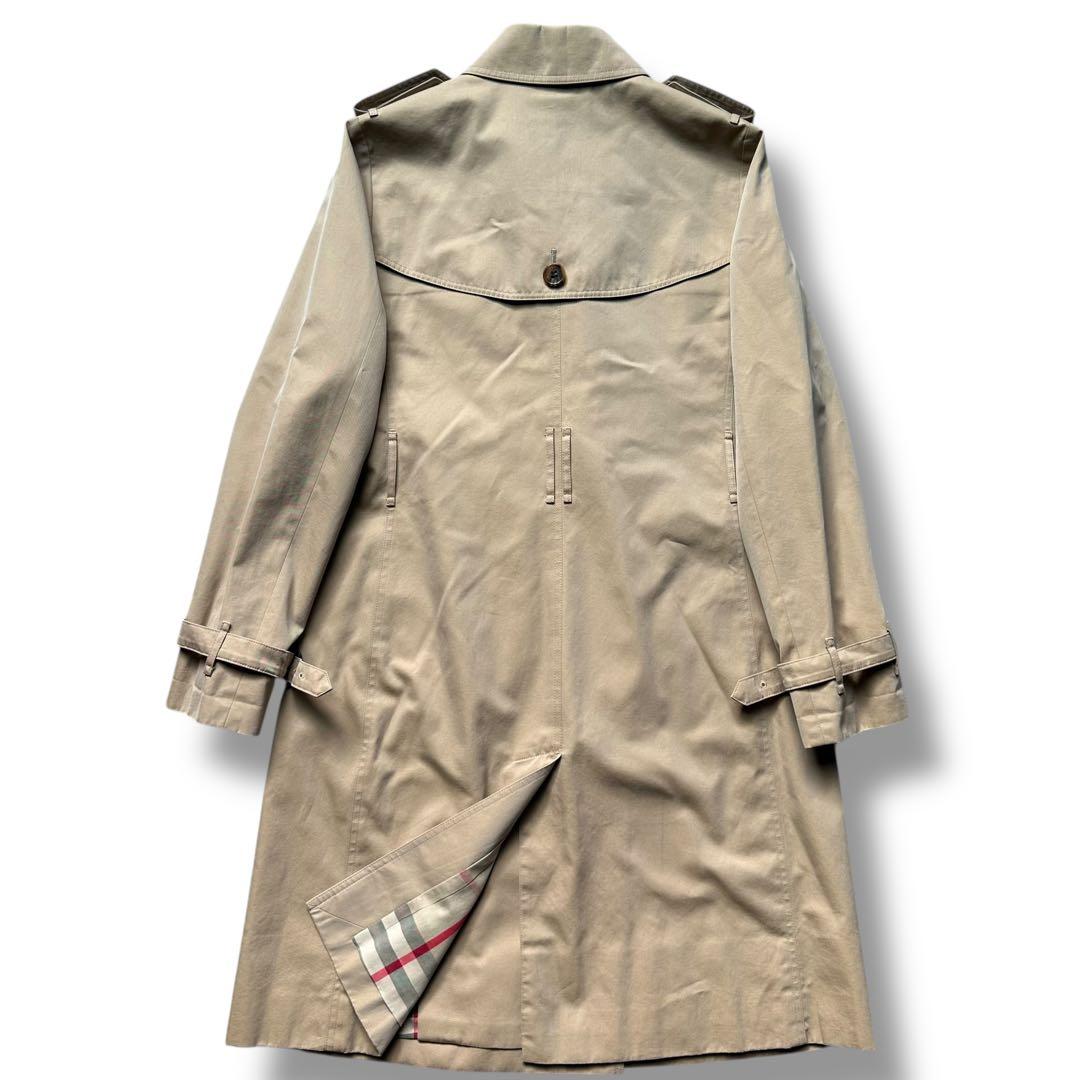 美品 バーバリーロンドン トレンチコート ダブル メガチェック ベルト ロング