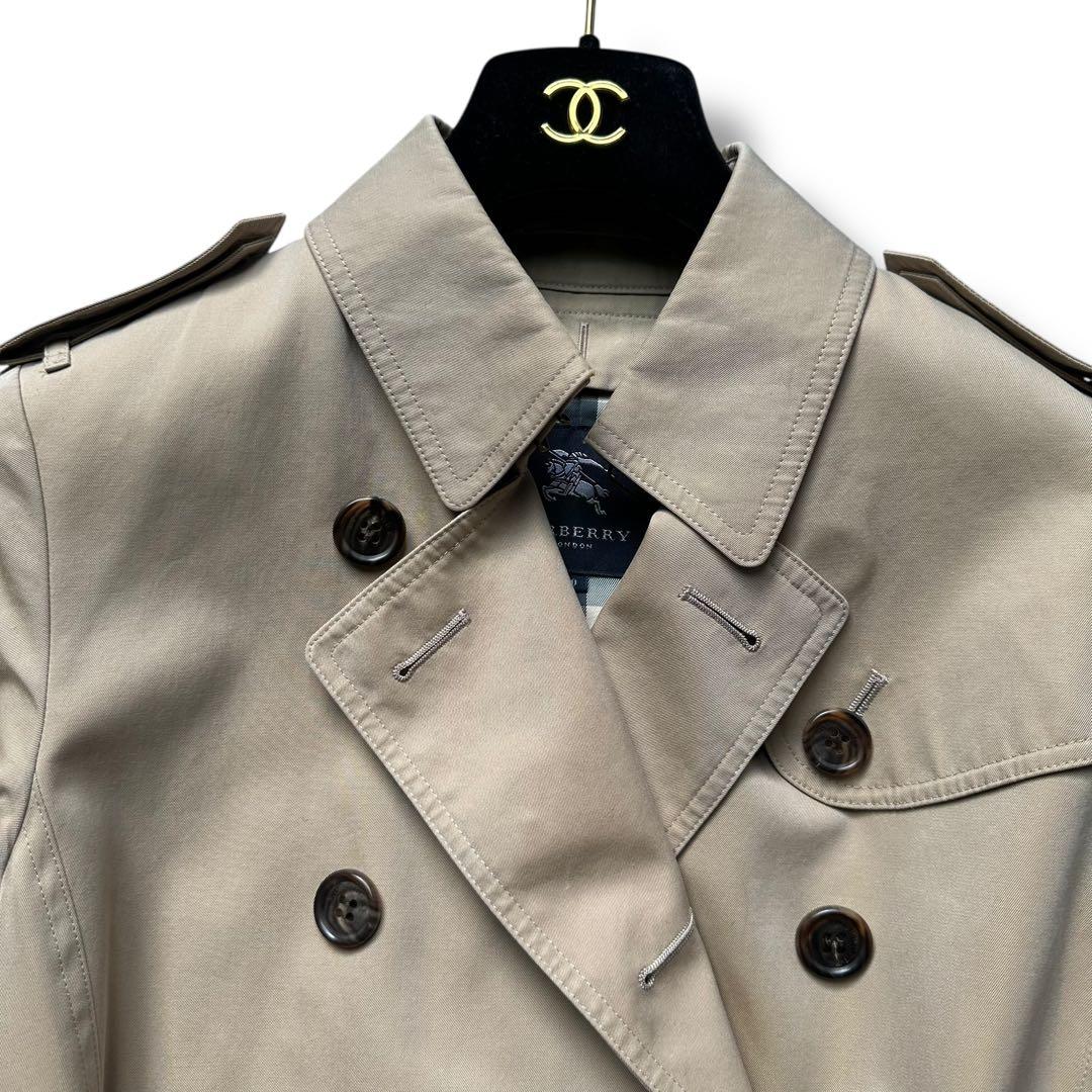 美品 バーバリーロンドン トレンチコート ダブル メガチェック ベルト ロング