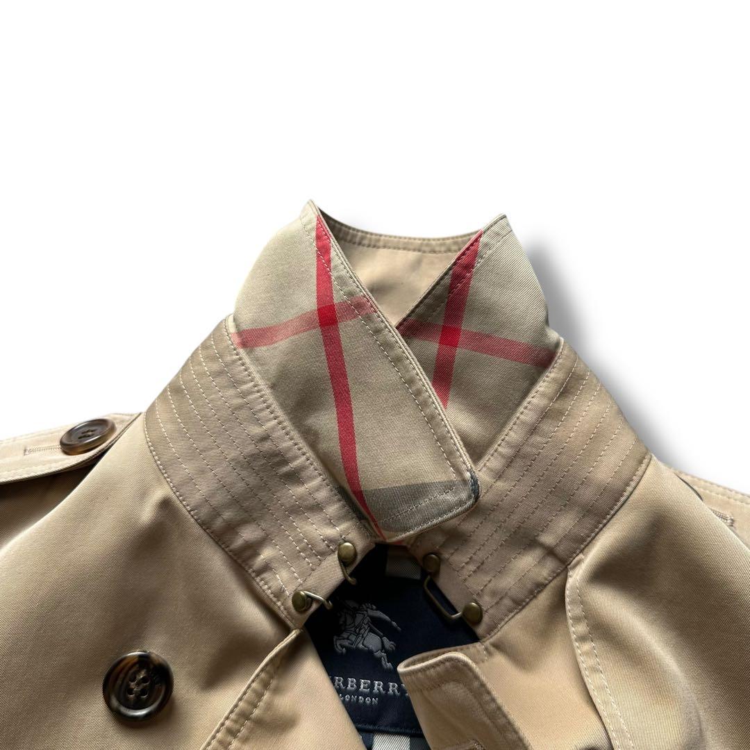 美品 バーバリーロンドン トレンチコート ダブル メガチェック ベルト ロング