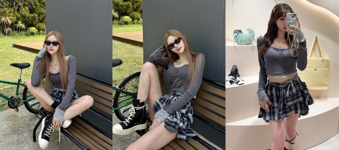 ダーリッチ darich レイヤードチェックショートパンツ ブラウン FREE