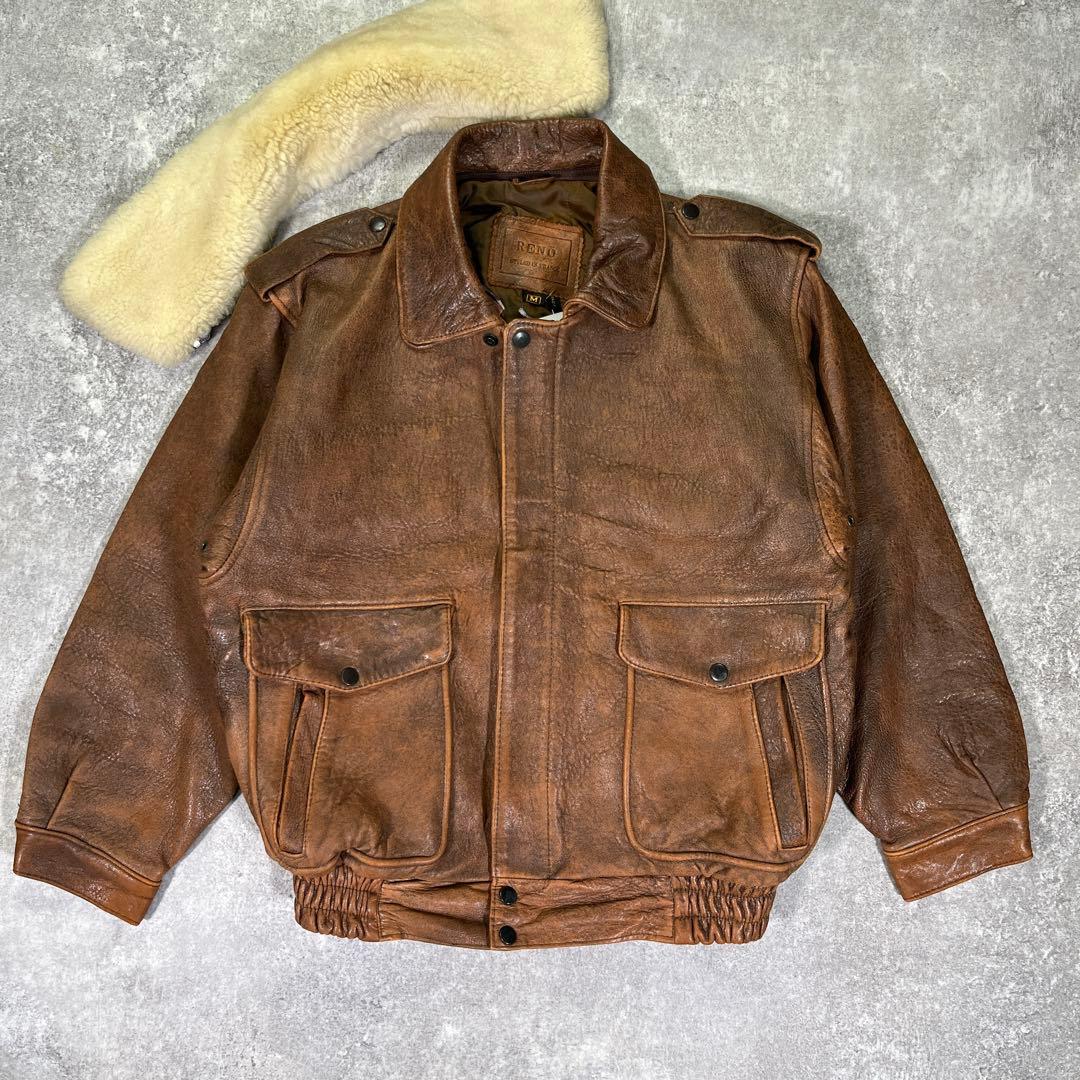 90s A-2 G-1 フライトレザージャケット　M 本革　YKK ヴィンテージ