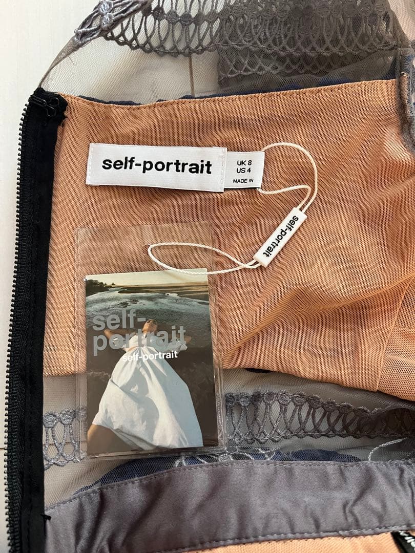 self-portrait ネイビーレースミディドレス UK8新品未使用タグ付き
