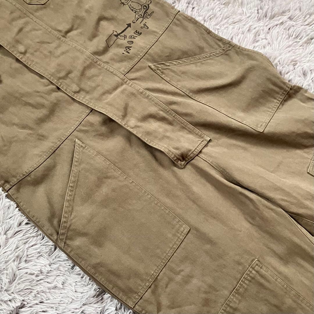 PAOPAO　オールインワン　つなぎ　ミリタリー　古着風　ユニセックス　カーキ