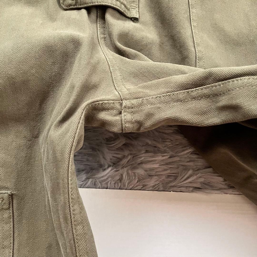 PAOPAO　オールインワン　つなぎ　ミリタリー　古着風　ユニセックス　カーキ