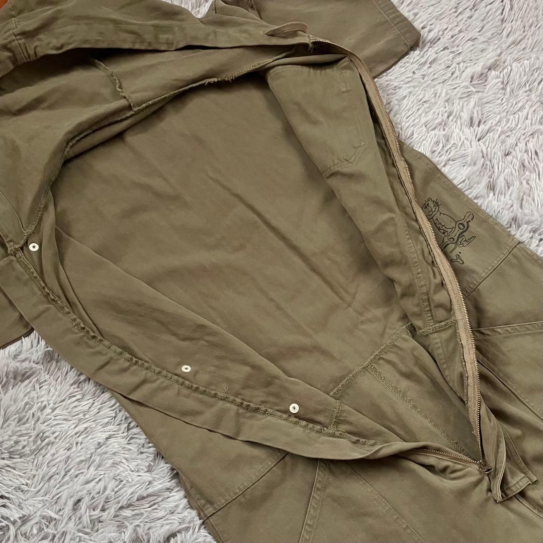 PAOPAO　オールインワン　つなぎ　ミリタリー　古着風　ユニセックス　カーキ