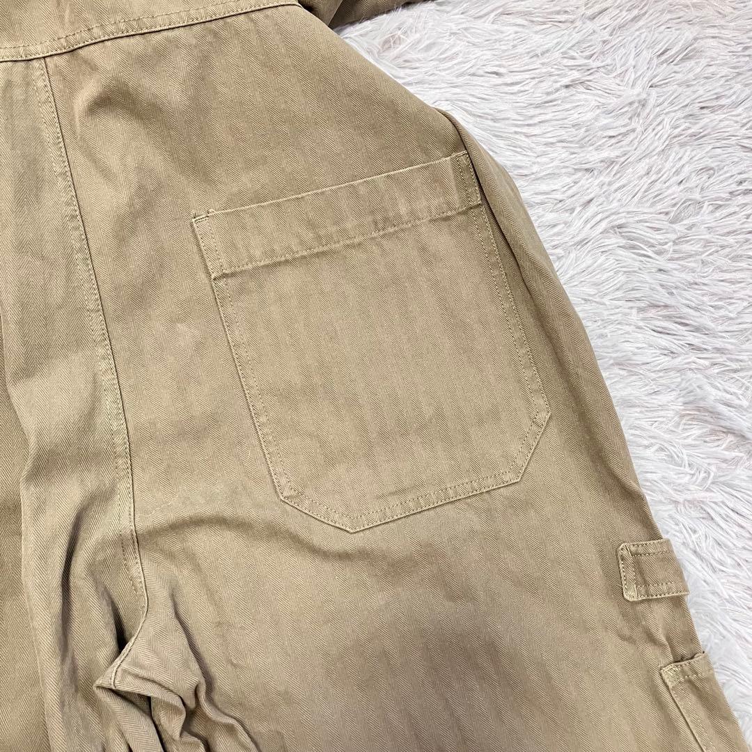 PAOPAO　オールインワン　つなぎ　ミリタリー　古着風　ユニセックス　カーキ