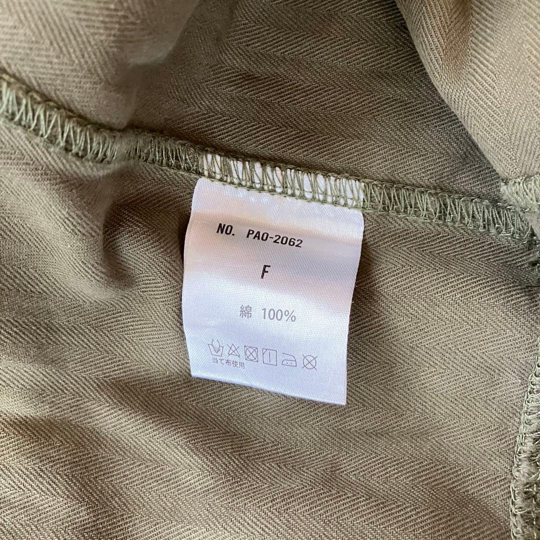 PAOPAO　オールインワン　つなぎ　ミリタリー　古着風　ユニセックス　カーキ