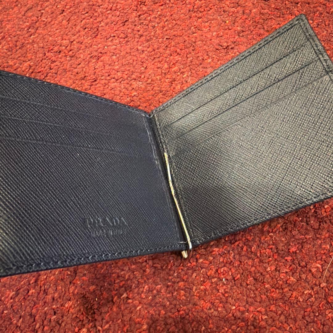 PRADA ネイビーレザー マネークリップ