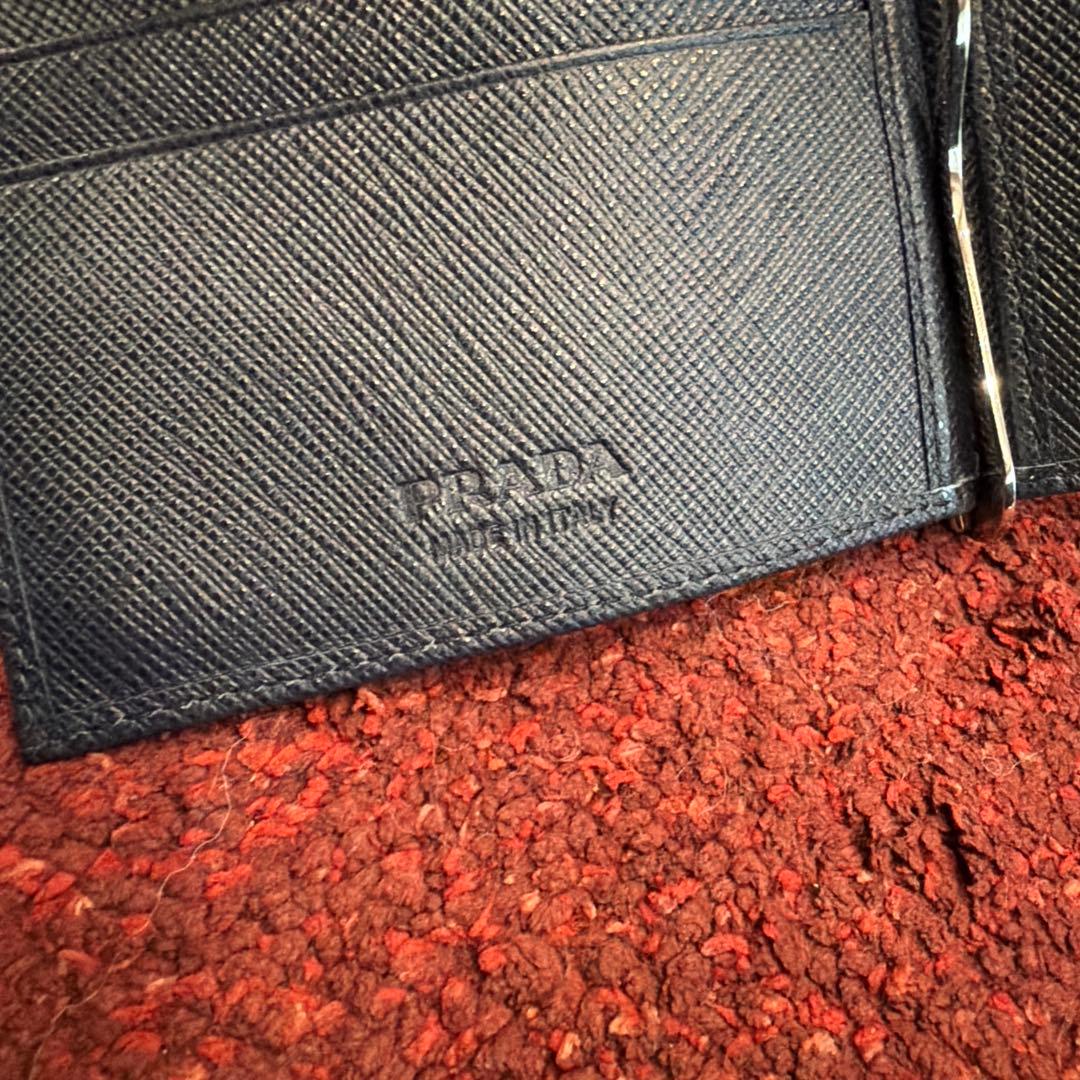 PRADA ネイビーレザー マネークリップ