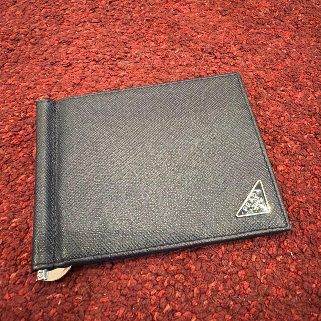 PRADA ネイビーレザー マネークリップ