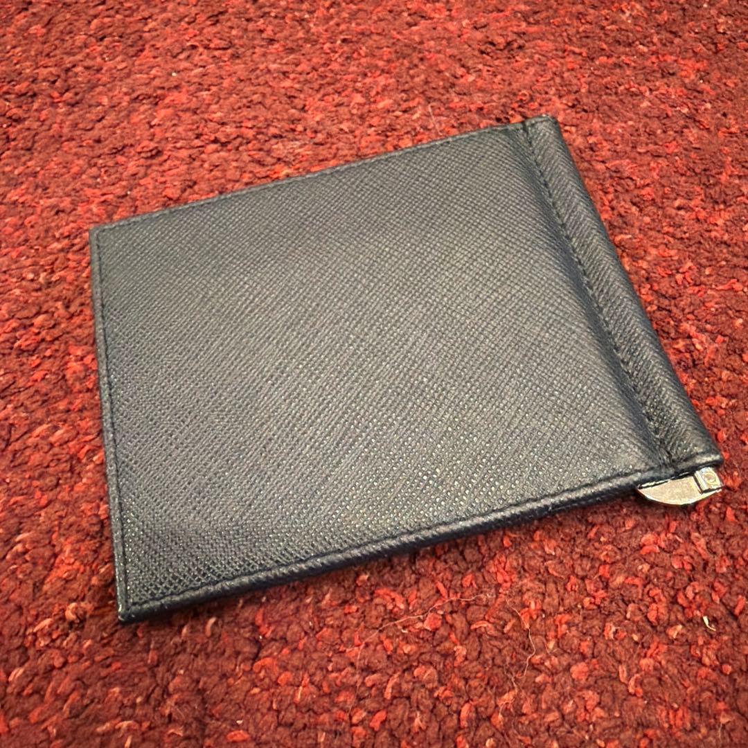 PRADA ネイビーレザー マネークリップ