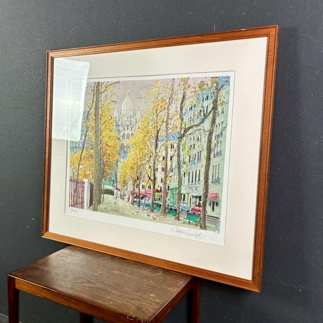 美品 小田切訓「モンマルトルの秋」リトグラフ 直筆サイン入り フランス パリ風景