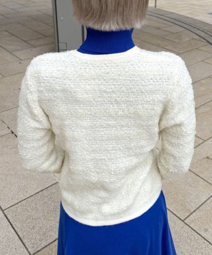 JENNE リボンツイードニットジャケット　M