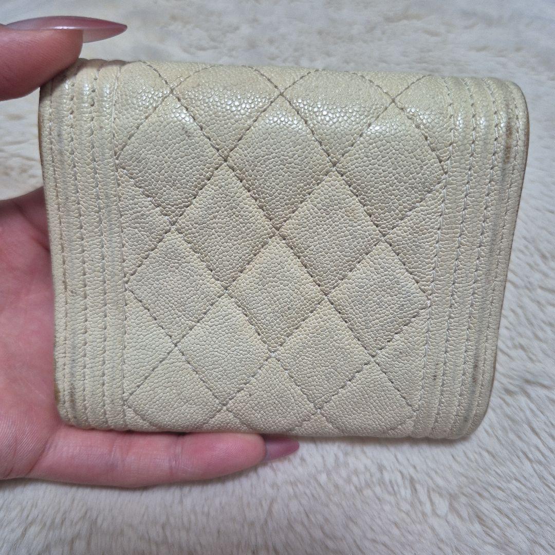 寿*司様 CHANEL アイボリー ボーイシャネル ウォレット キルティング三つ