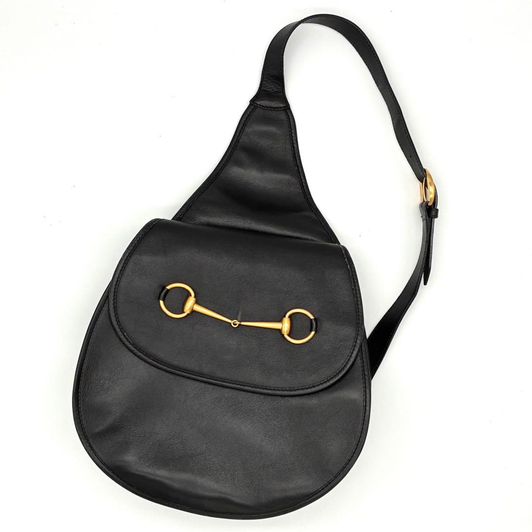 希少 GUCCI オールドグッチ　ホースビット　ボディバッグ　ワンショルダー 黒
