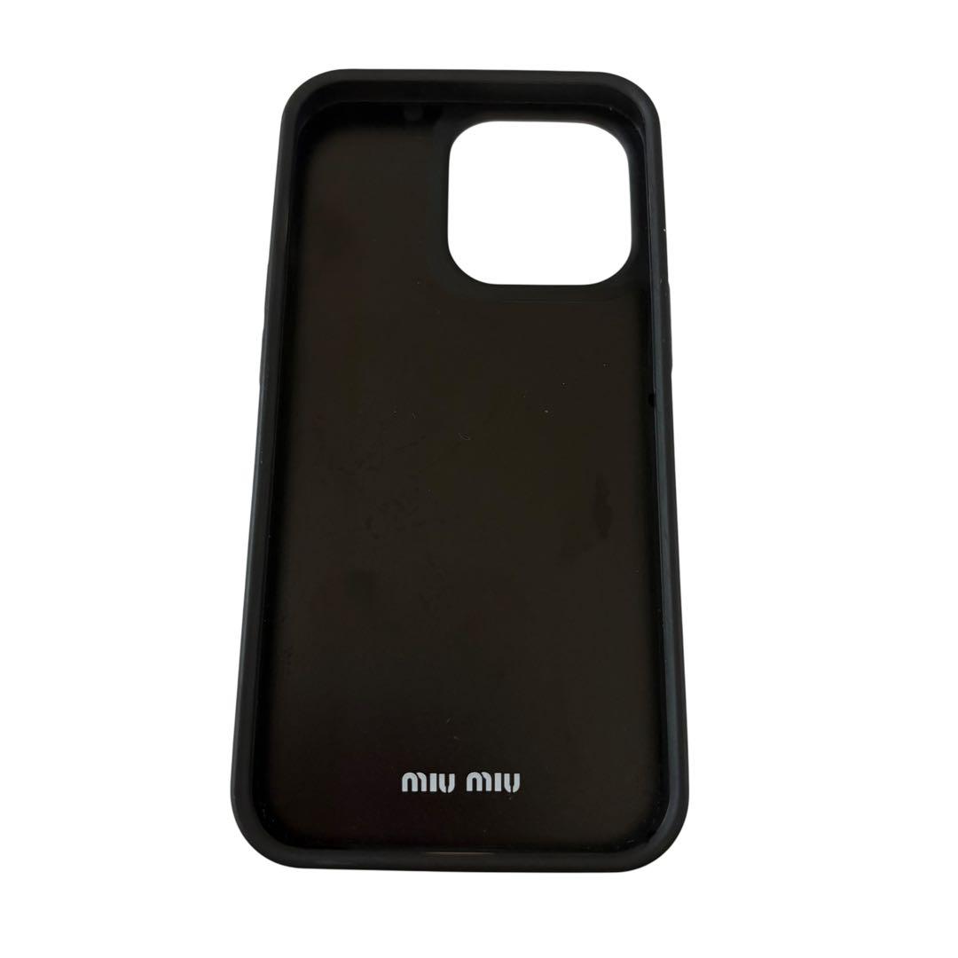 Gカード付 MIU MIU iPhone13 Pro スマホ レザー ロゴ 黒