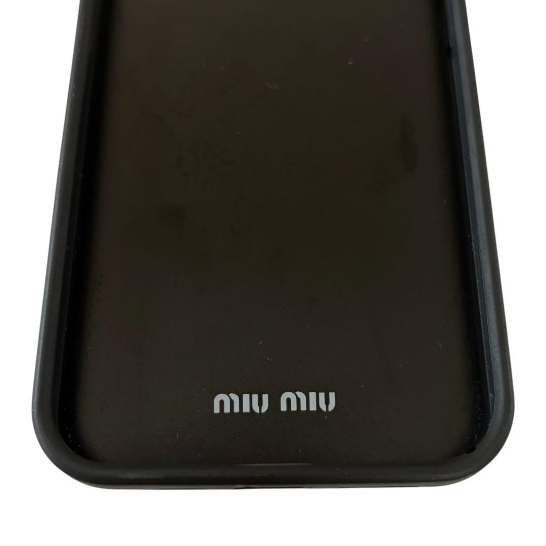 Gカード付 MIU MIU iPhone13 Pro スマホ レザー ロゴ 黒