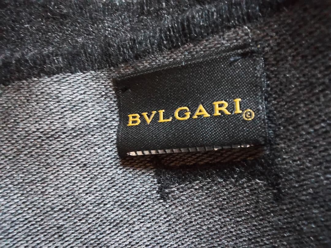 ブルガリBVLGARI　マフラーストール　カシミヤシルク　ロゴ