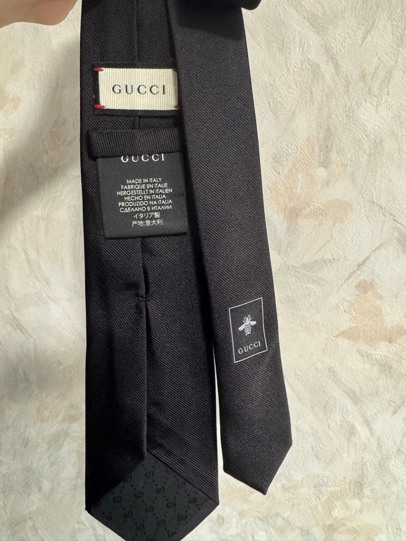 GUCCI グッチ ネクタイ 虎刺繍 黒 箱等有り