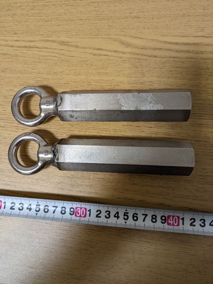 六角ハンドル 両手分２本　全長200ミリ　縦グリップ　縄跳び　ヌンチャク