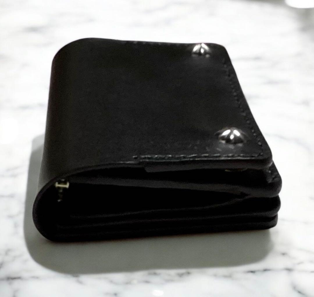 栃木レザー　オイルレザー　ショートトラッカーウォレット　シルバー925コンチョ