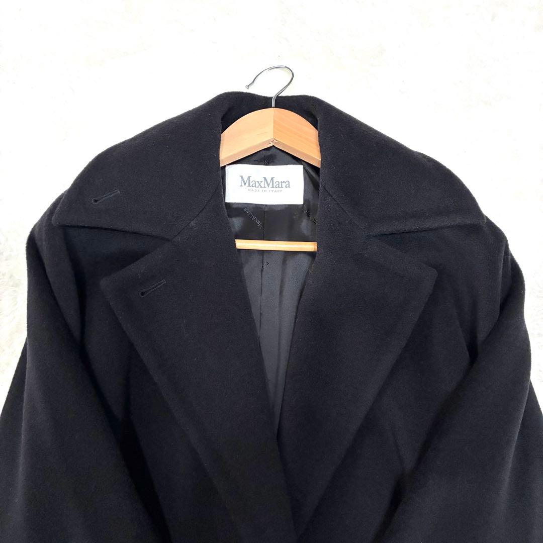 未使用級 マックスマーラ ロングコート 白タグ カシミア ブラック 38