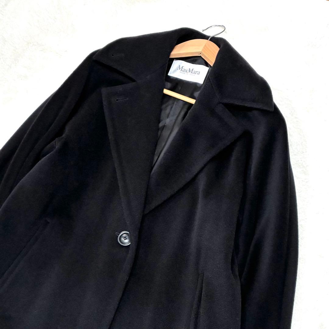 未使用級 マックスマーラ ロングコート 白タグ カシミア ブラック 38