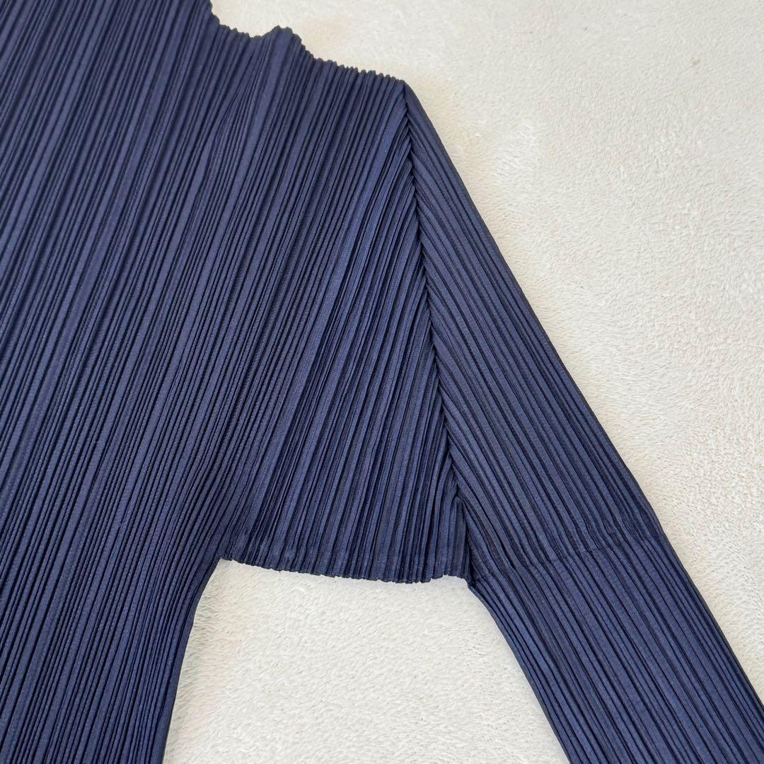 美品✨PLEATS PLEASE プリーツ　ネイビー　XLサイズ 長袖　トップス