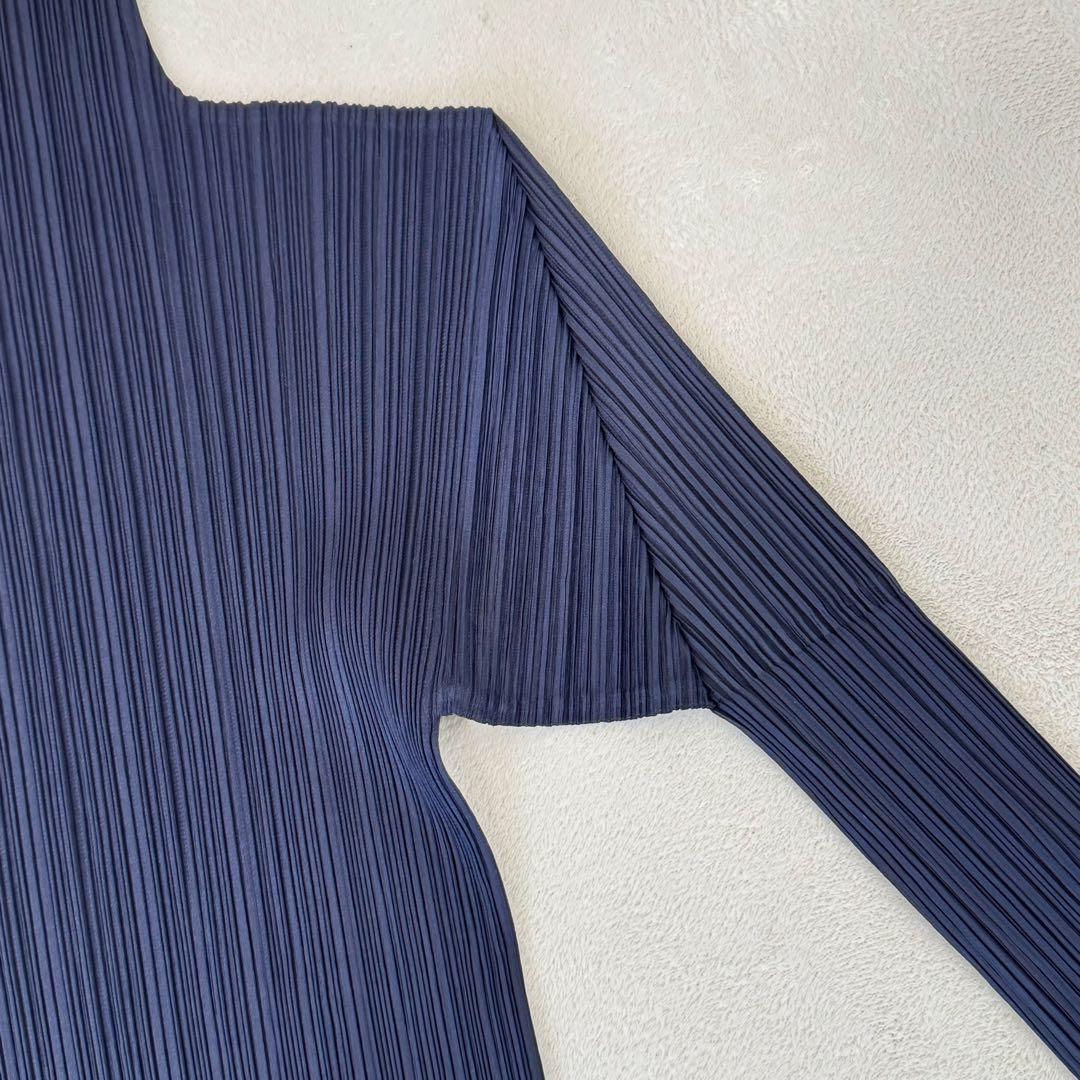美品✨PLEATS PLEASE プリーツ　ネイビー　XLサイズ 長袖　トップス