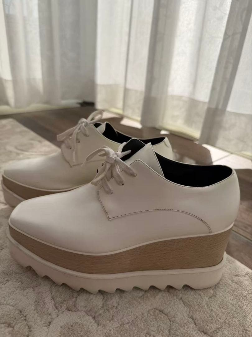 ステラマッカートニー　ホワイトレザー ウェッジソール スニーカー