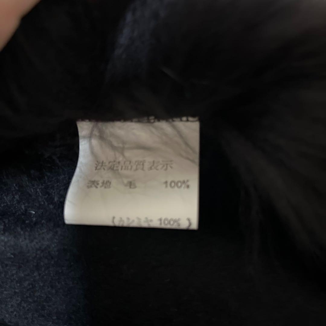 美品✨カシミア　ファー　ポンチョ　黒　高級感　上質