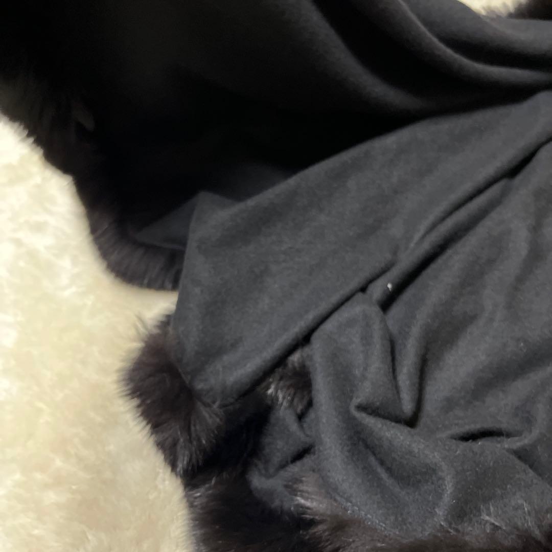 美品✨カシミア　ファー　ポンチョ　黒　高級感　上質