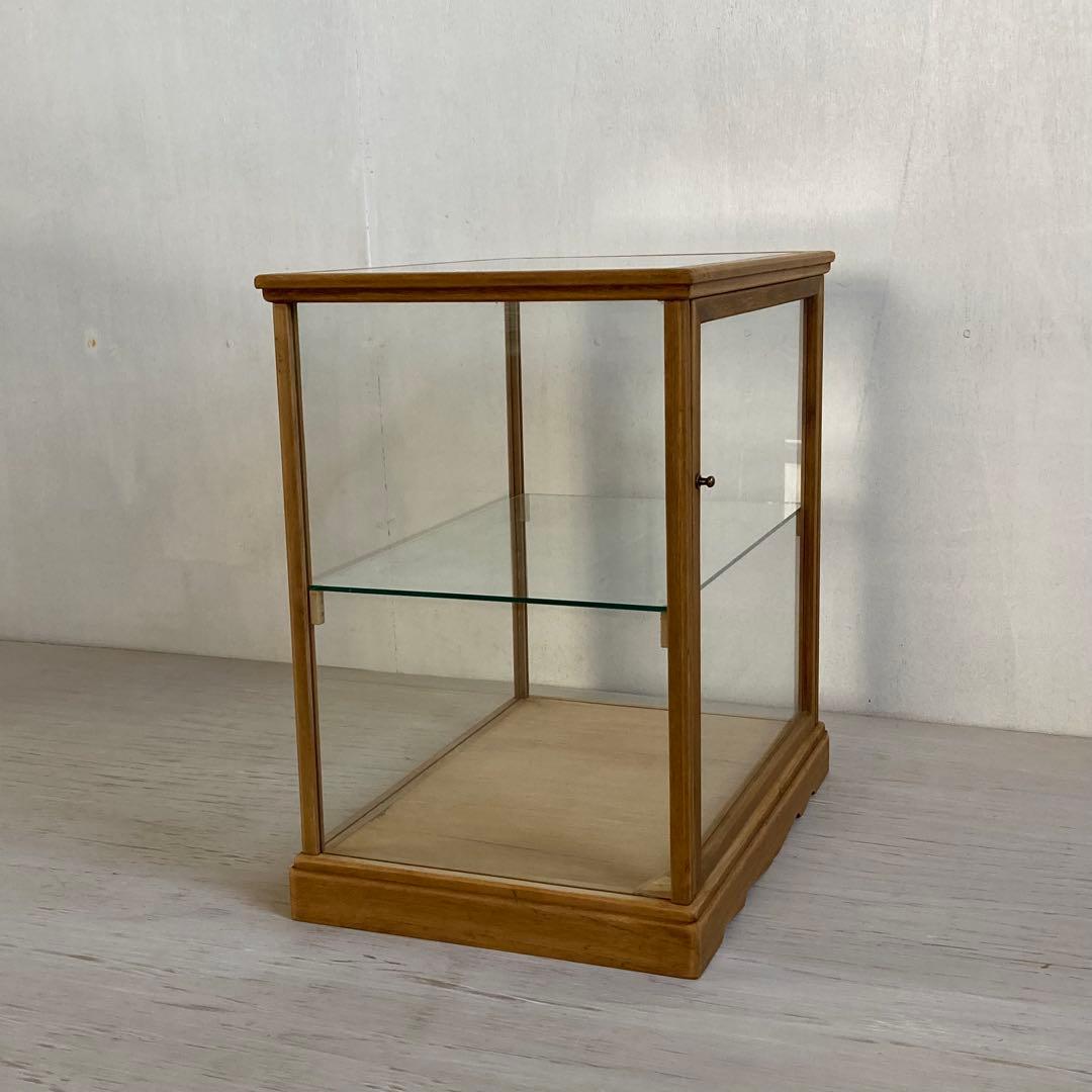 g311 古い木製 ガラスケース 2段 卓上 ショーケース 展示ケース 店舗什器