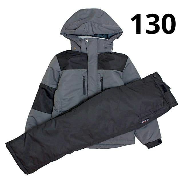 新品 スキーウェア 上下セット 子供 キッズ ジュニア 男の子 チャコール130