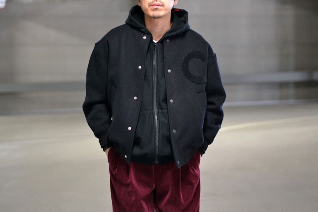 CLANE クラネ　C LOGO STADIUM JACKET 黒　スタジャン