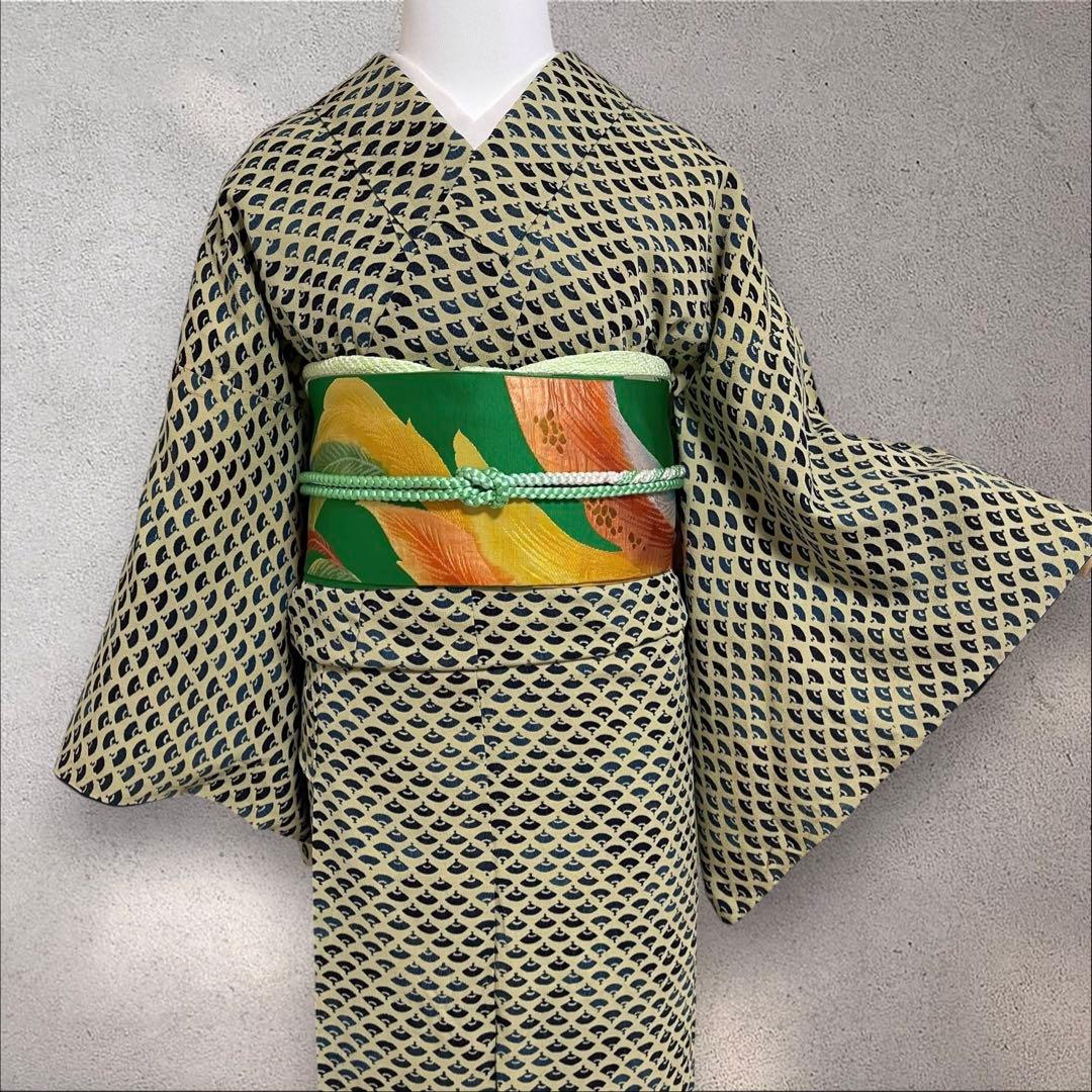 k264 正絹ちりめん 江戸小紋 フルセット 身丈157.5裄丈66