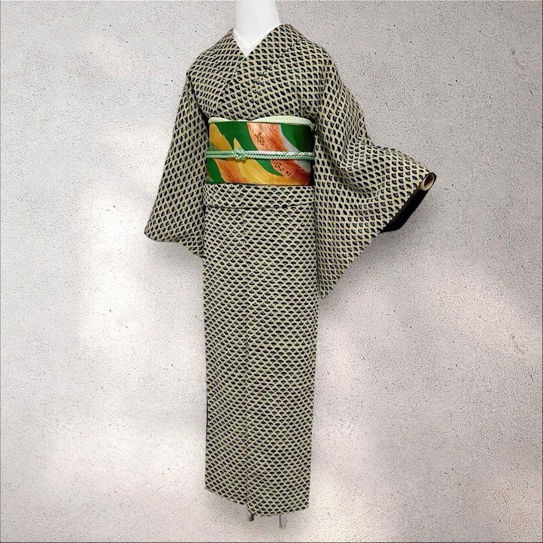 k264 正絹ちりめん 江戸小紋 フルセット 身丈157.5裄丈66