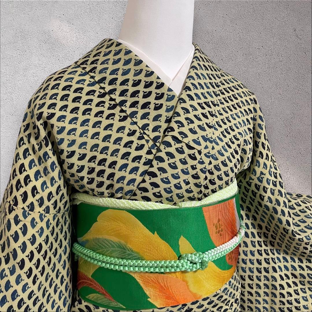 k264 正絹ちりめん 江戸小紋 フルセット 身丈157.5裄丈66