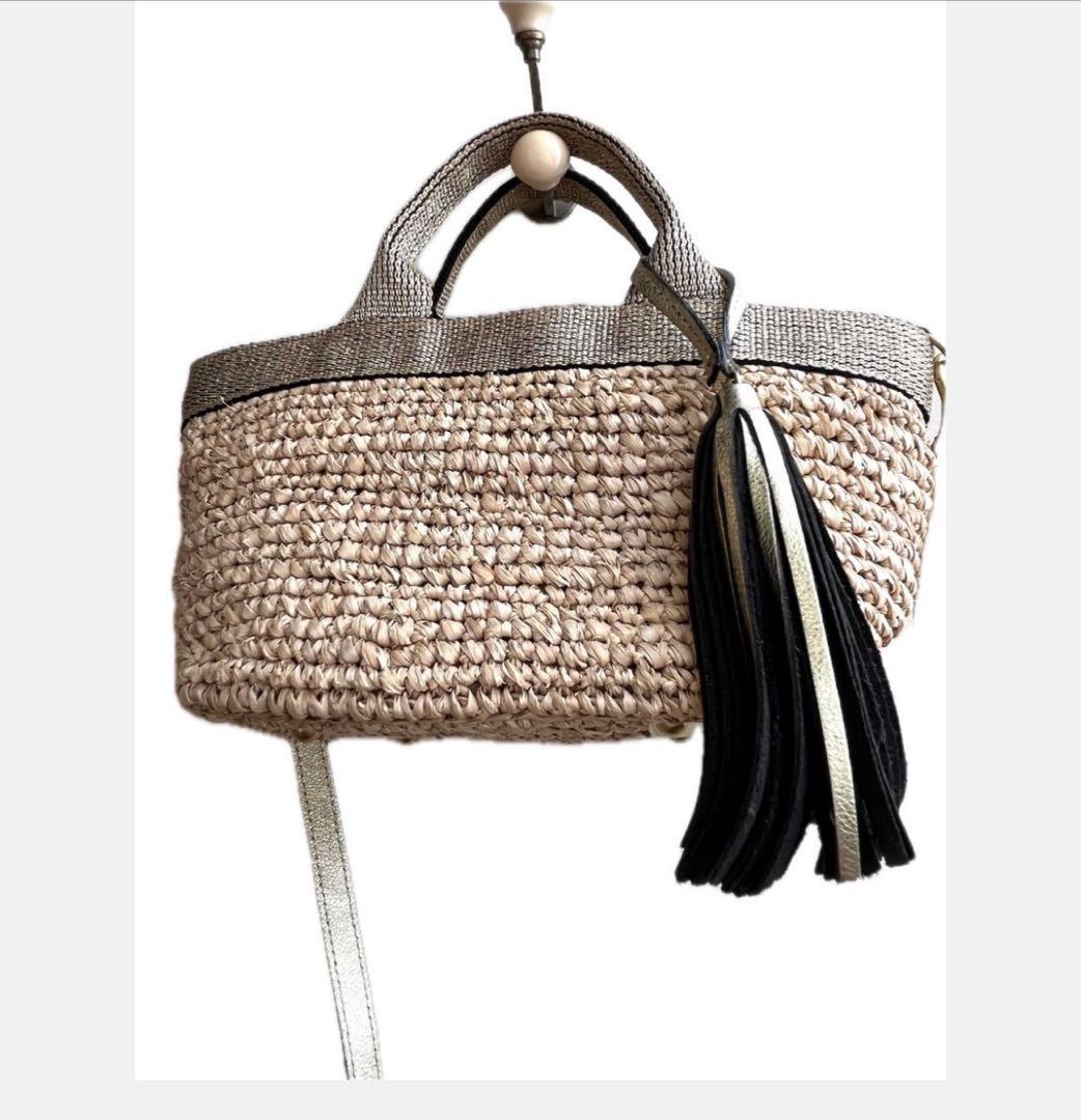 【極美品】VIOLAd'ORO(ヴィオラドーロ) 2WAYミニかごバッグ