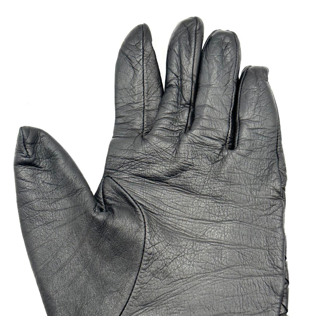 ボッテガヴェネタ 手袋 レザーグローブ イントレチャート 75 ブラック