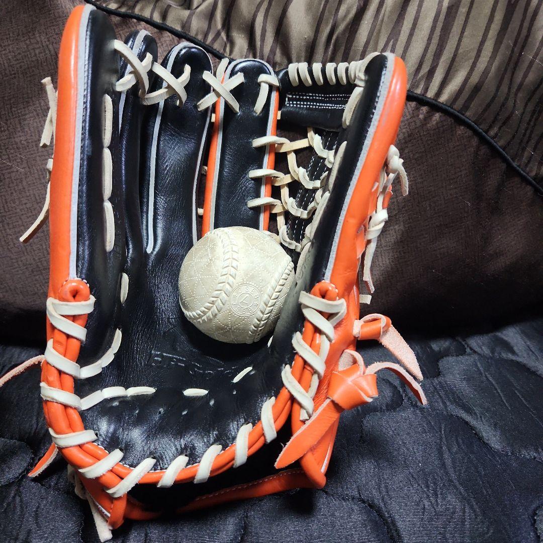 ハイゴールド軟式グローブ オレンジ/黒